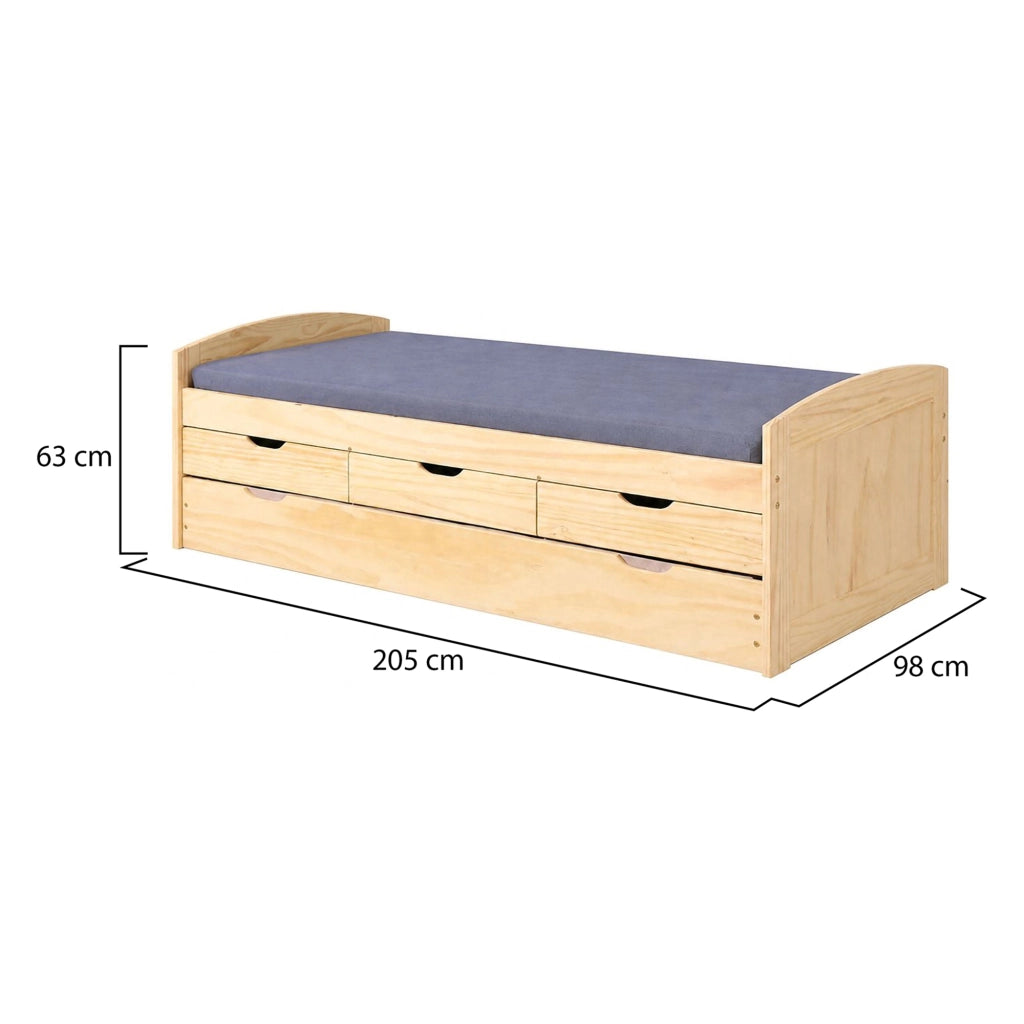 Tavullia, Letto Singolo Contenitore, Marrone Rovere