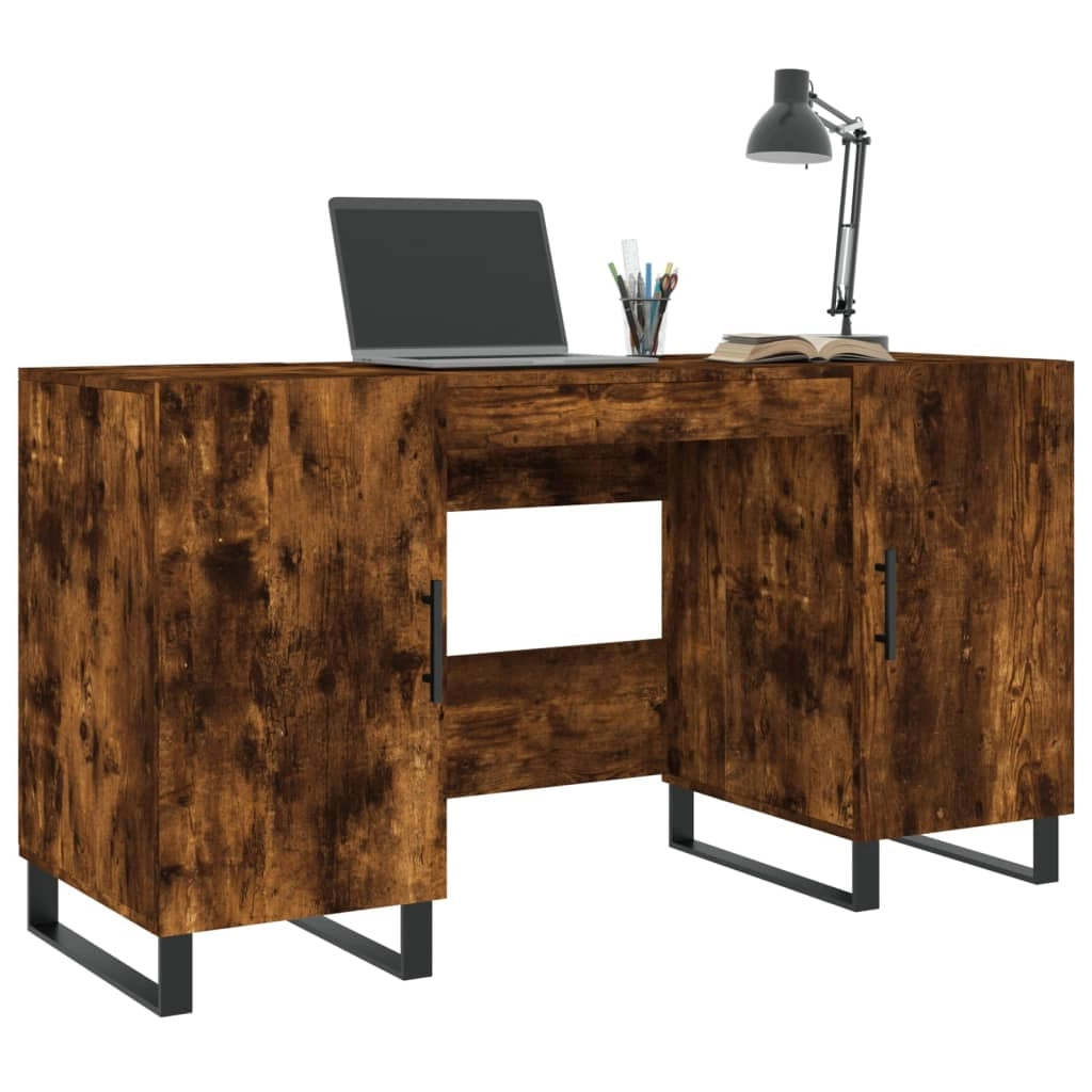 Scrivania da ufficio postazione di lavoro mobile per computer studio rovere affumicato 140 x 50 x 75 cm legno ingegnerizzato marrone 02_0023584