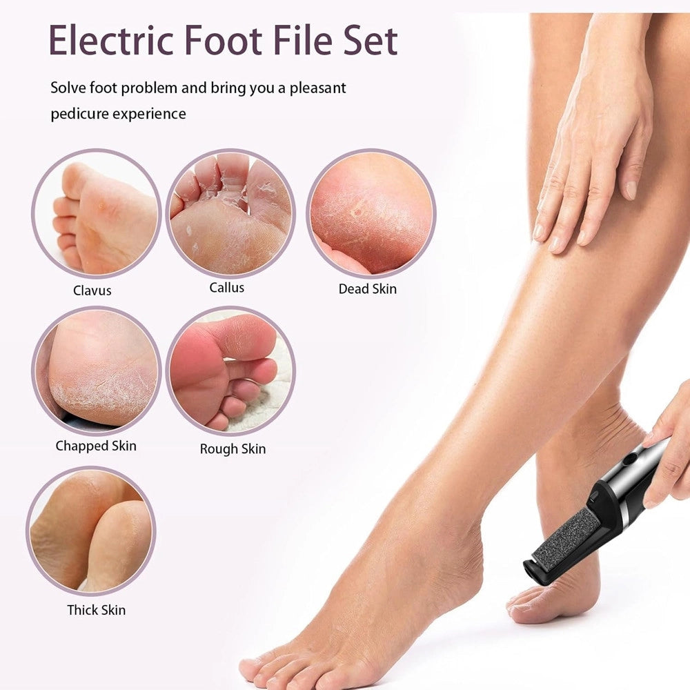 Trade Shop - Bacchetta 3in1 Rimuovi Calli Elettrico Lima Ricaricabile Strumenti Per Pedicure Manicure -