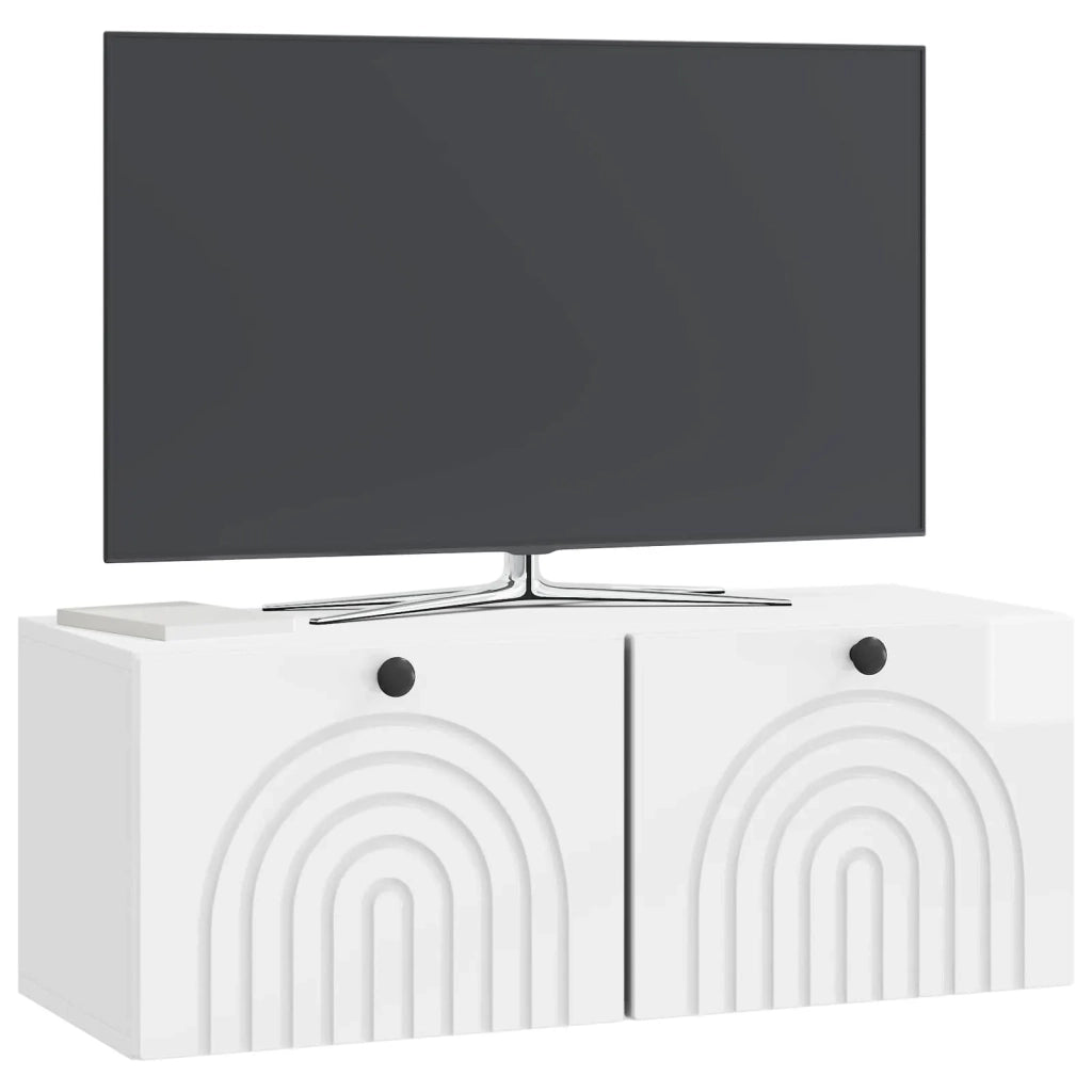 Mobile Porta TV da Muro Bianco Lucido 78,5 x 31 x 30 cm 898209