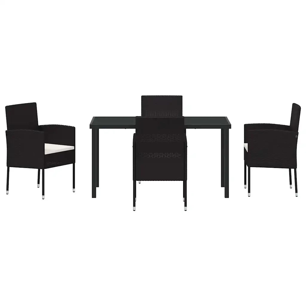 Set da Pranzo per Giardino con cuscino 5 pcs Nero polyrattan 3379921