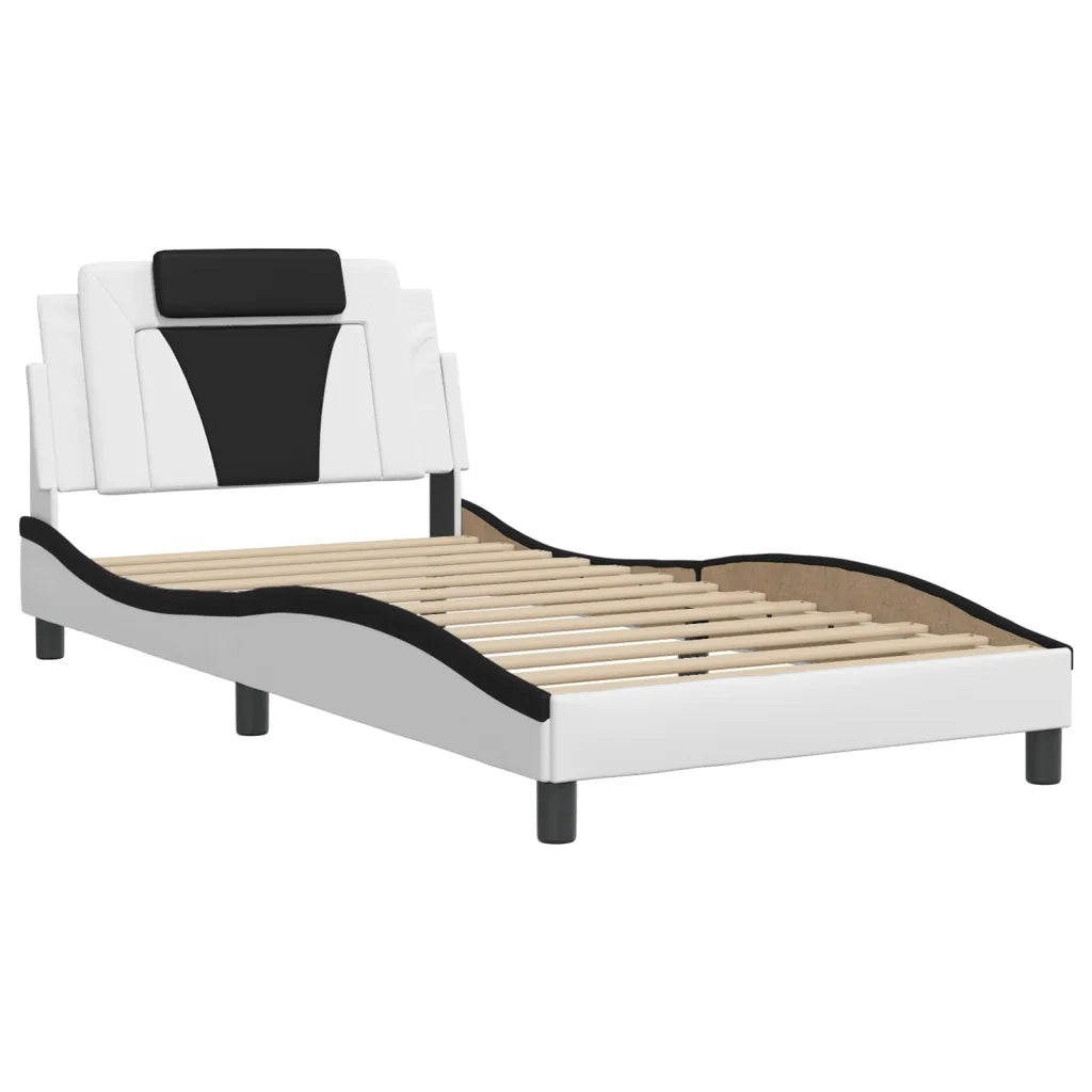 Giroletto Viana con LED senza Materasso-Struttura Letto Bianco e Nero 100x200 cm