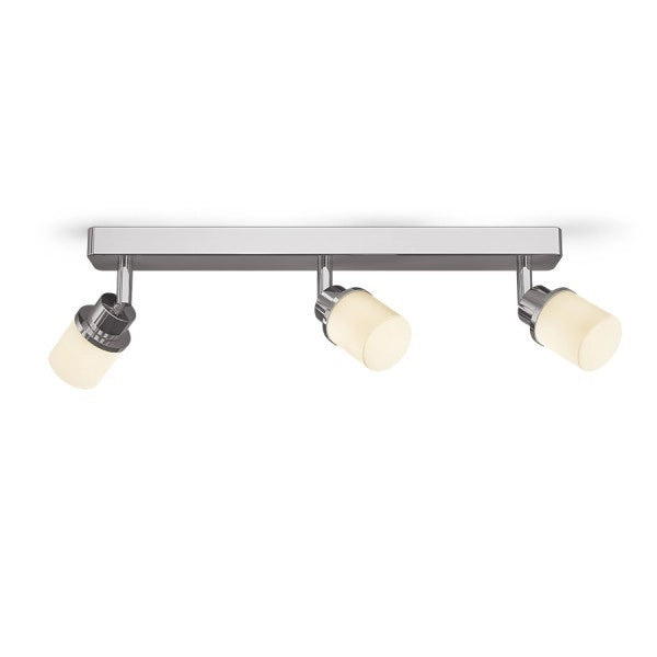 Lampadario faretti LINN III plafoniera/applique  vetro opalino/cromo 230V G9 LED 3x3W IP44