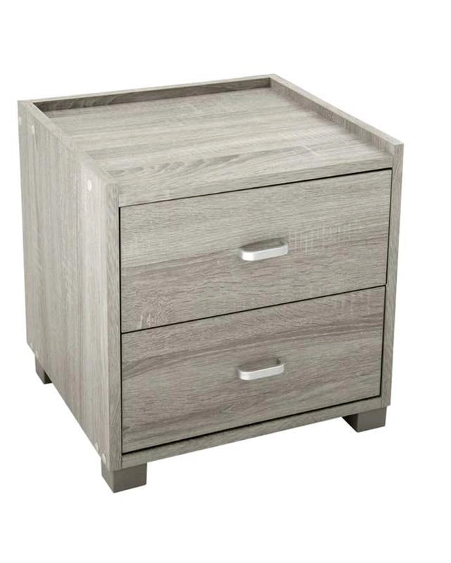 COMODINO ERMES CON 2 CASSETTI IN LEGNO NATURALE COLORE OLMO 43 X 40 X 44 CM