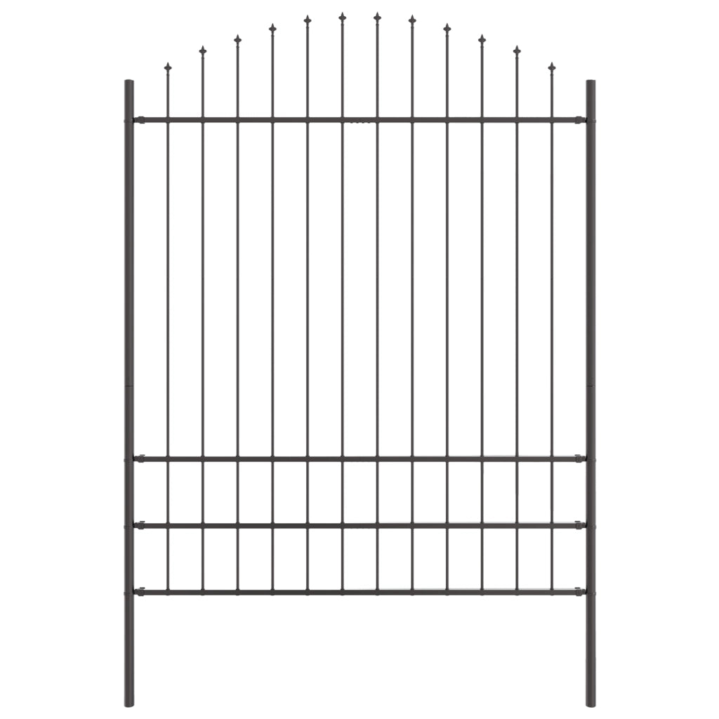 Recinzione da Giardino  con Parte Superiore a Forma di Arco Grigia 5.1x2 m in Acciaio