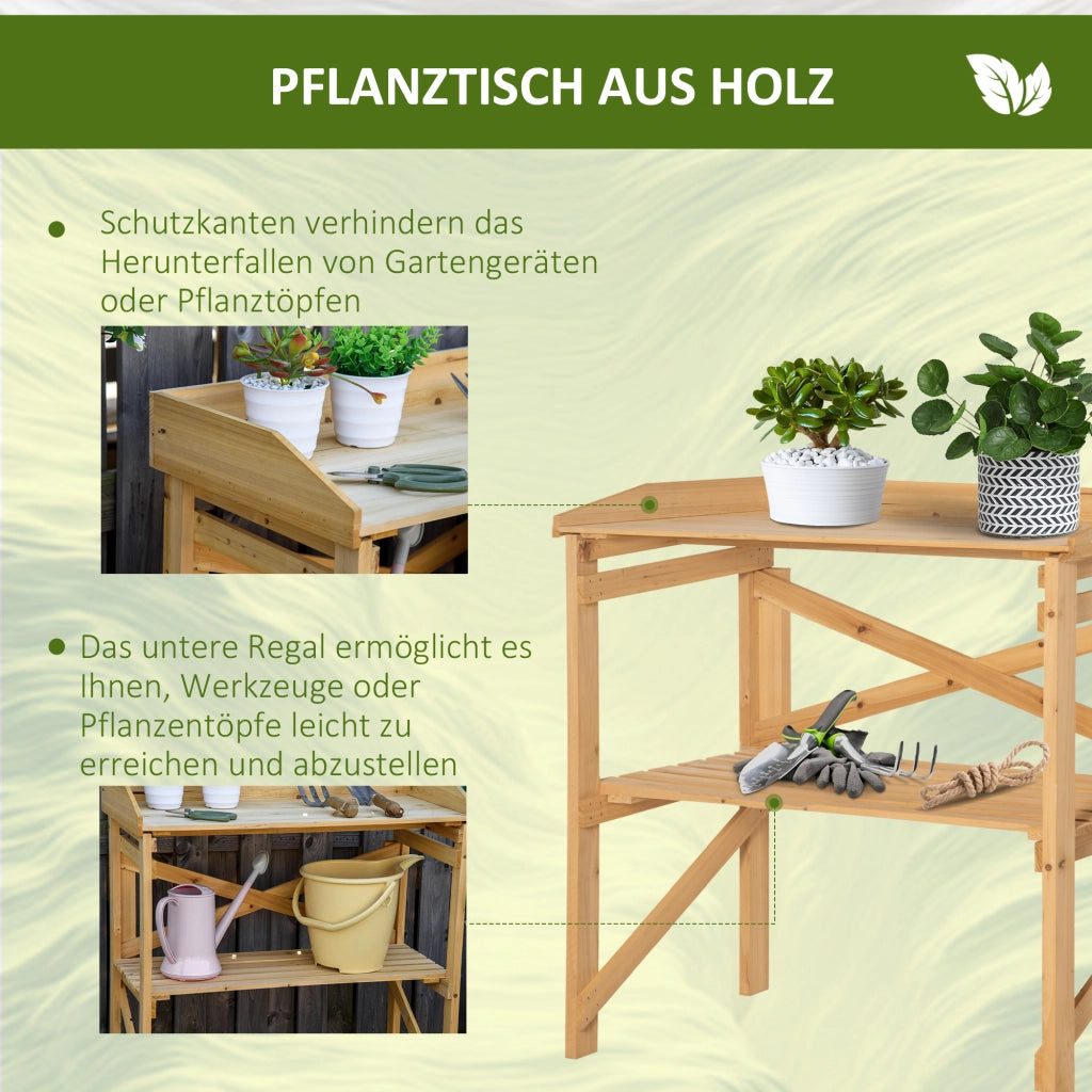 Tavolo da giardino per piante con ripiano ¨C zephmum ¨C legno marrone chiaro 80x40x84 cm