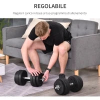 Set Manubri Palestra 30kg (8x2.5 kg, 4x1.5 kg), Pesi Palestra con 12 Dischi e 2 Manubri da 2 kg per Allenamento a Casa, Nero