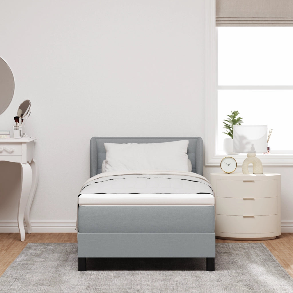 Letto con Box Spring e Materasso Grigio Chiaro 80x200 cm Tessuto