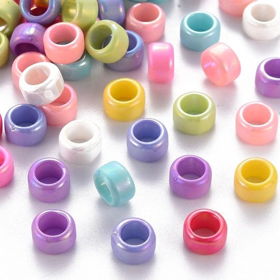 Accessori per gioielli DIY - Kit di spaziatori acrilici - 200 pezzi - per catene, bracciali, orecchini - leggero e colorato - 8 mm lungo, 5 mm largo