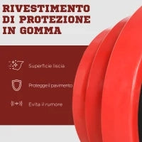 Set Manubri Palestra con Pesi da 40kg rivestiti in Gomma, in Metallo e Sabbia di Ferro, 45x26x26 cm, Rossa