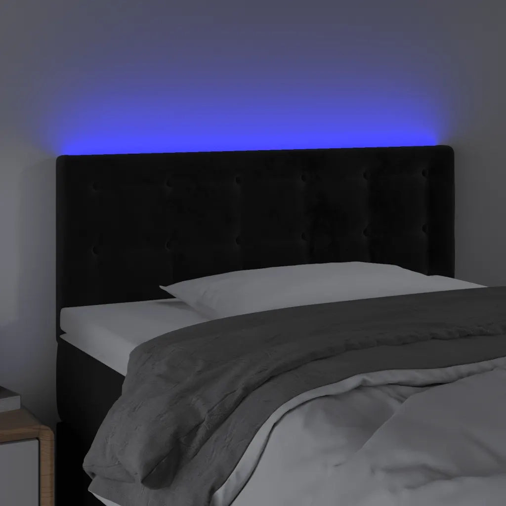 Testiera | Testata a LED Nera 80x5x78/88 cm in Velluto