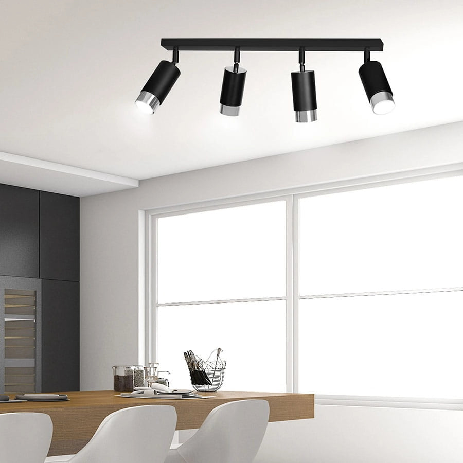 Plafoniera Emibig HIRO 4 faretti GU10 nero/cromo 60cm