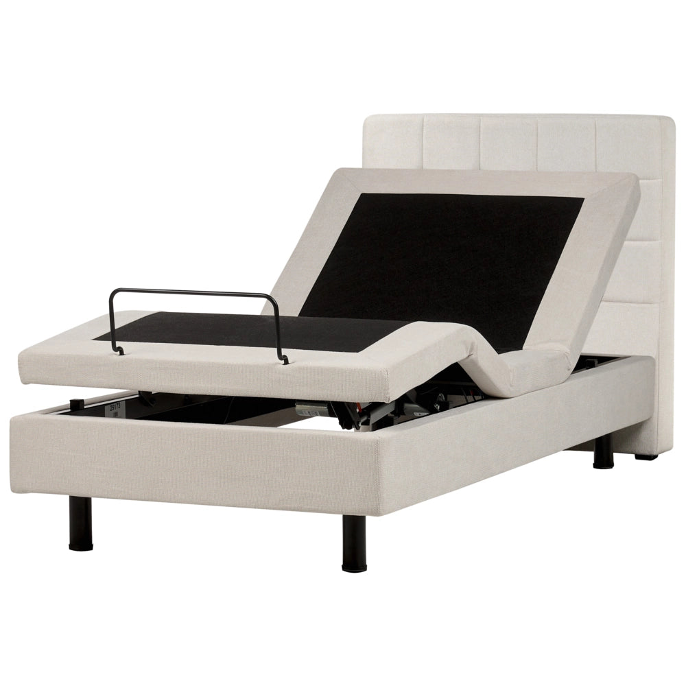 Letto Tessuto Beige Chiaro Elettrico Regolabile con Telecomando 90 x 200 cm
