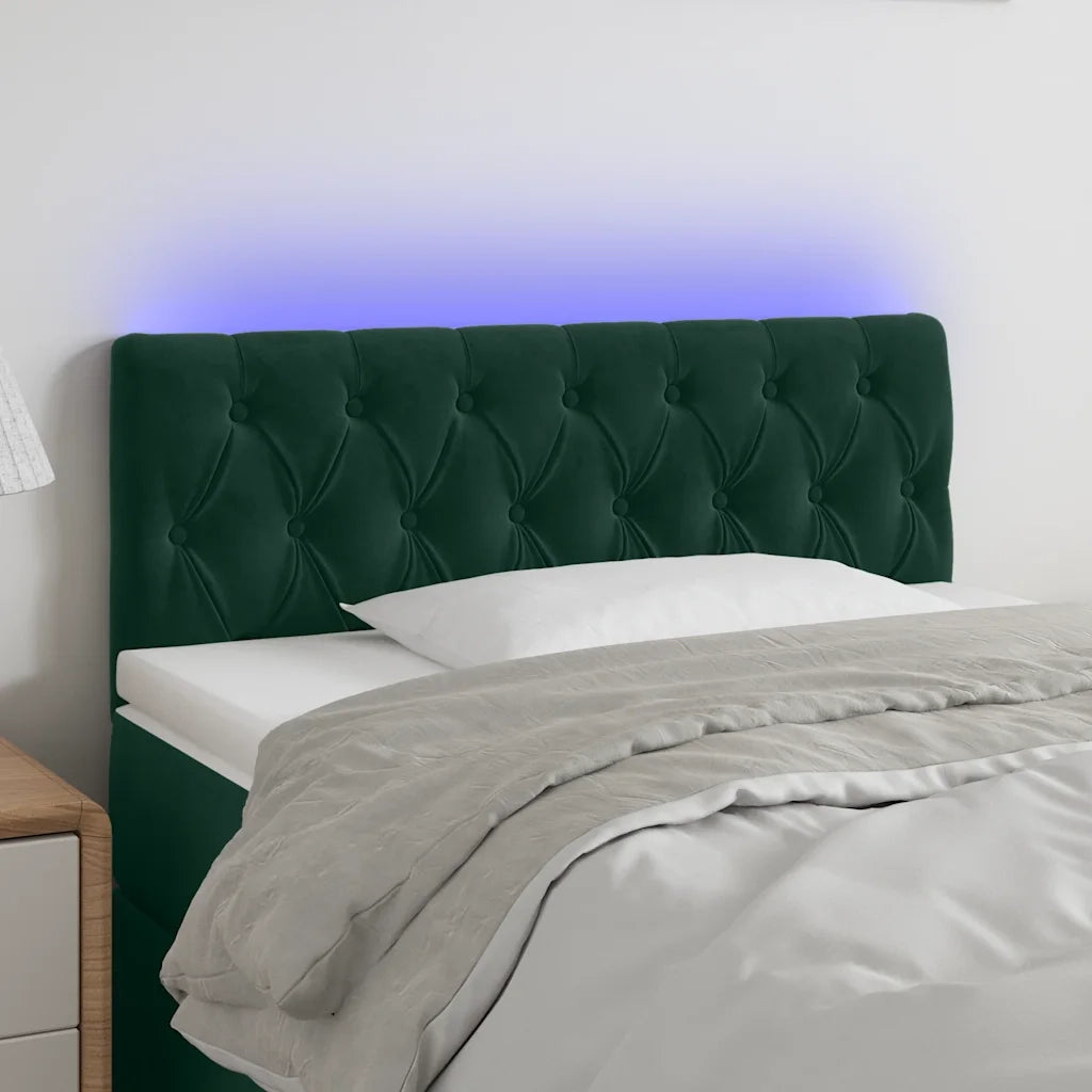 Testiera | Testata a LED Verde Scuro 100x7x78/88 cm in Velluto