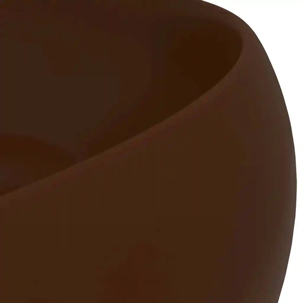 Lavandino-Lavello Lusso Rotondo Marrone Scuro Opaco 40x15cm in Ceramica