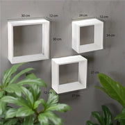 SET 3 PENSILI QUADRATI IN LEGNO DA PARETE IN TRE MISURE CON FINITURA BIANCA
