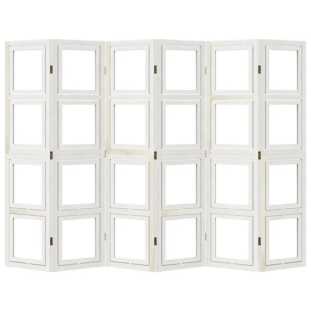 Divisorio Ambienti 6Pannelli Bianco Legno Massello di Paulownia
