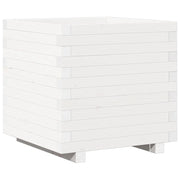 Fioriera | Cassetta per fiori | Vaso da Giardino Bianca 50x50x49,5cm Legno Massello di Pino