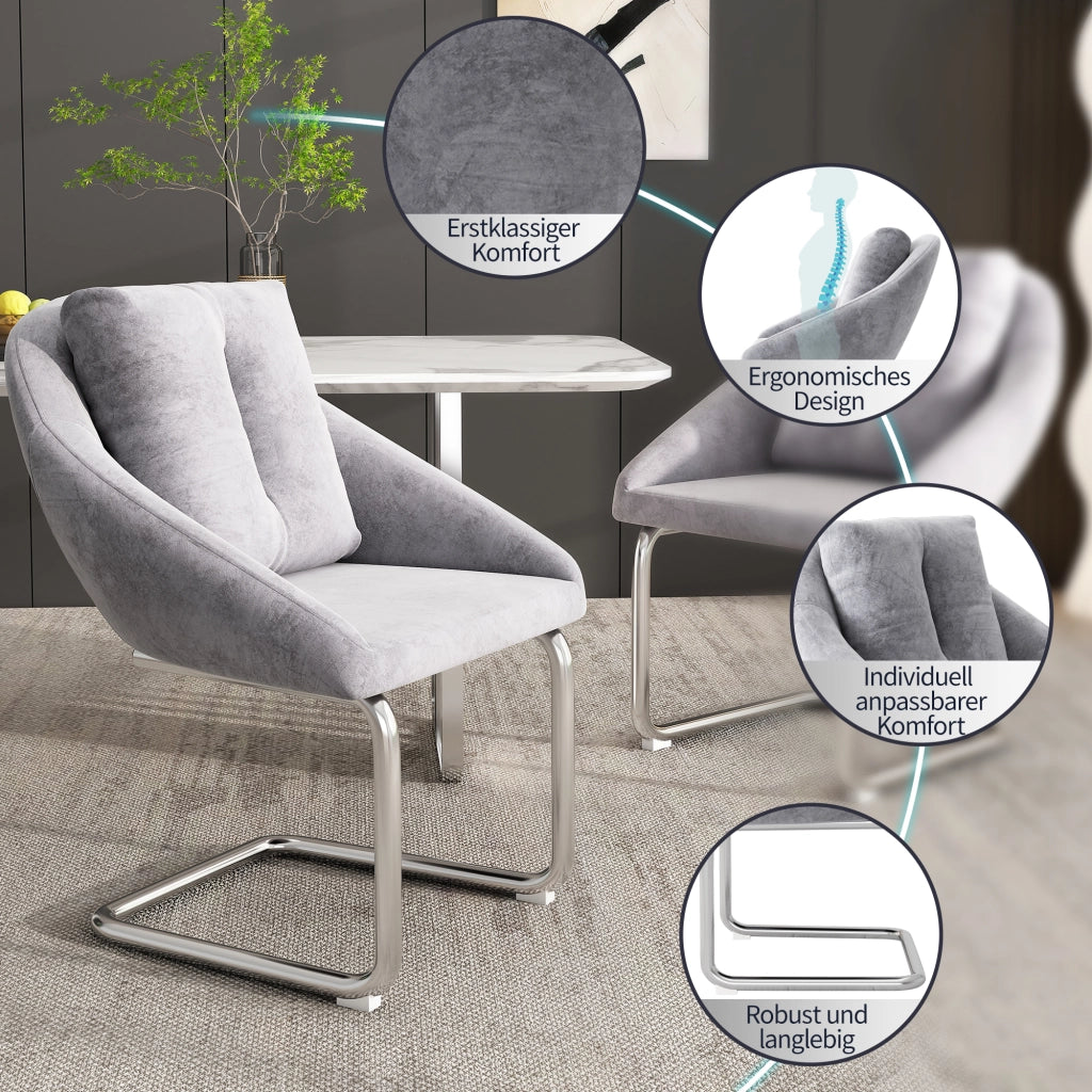 SEDIA Set da 6 pezzi in velluto grigio