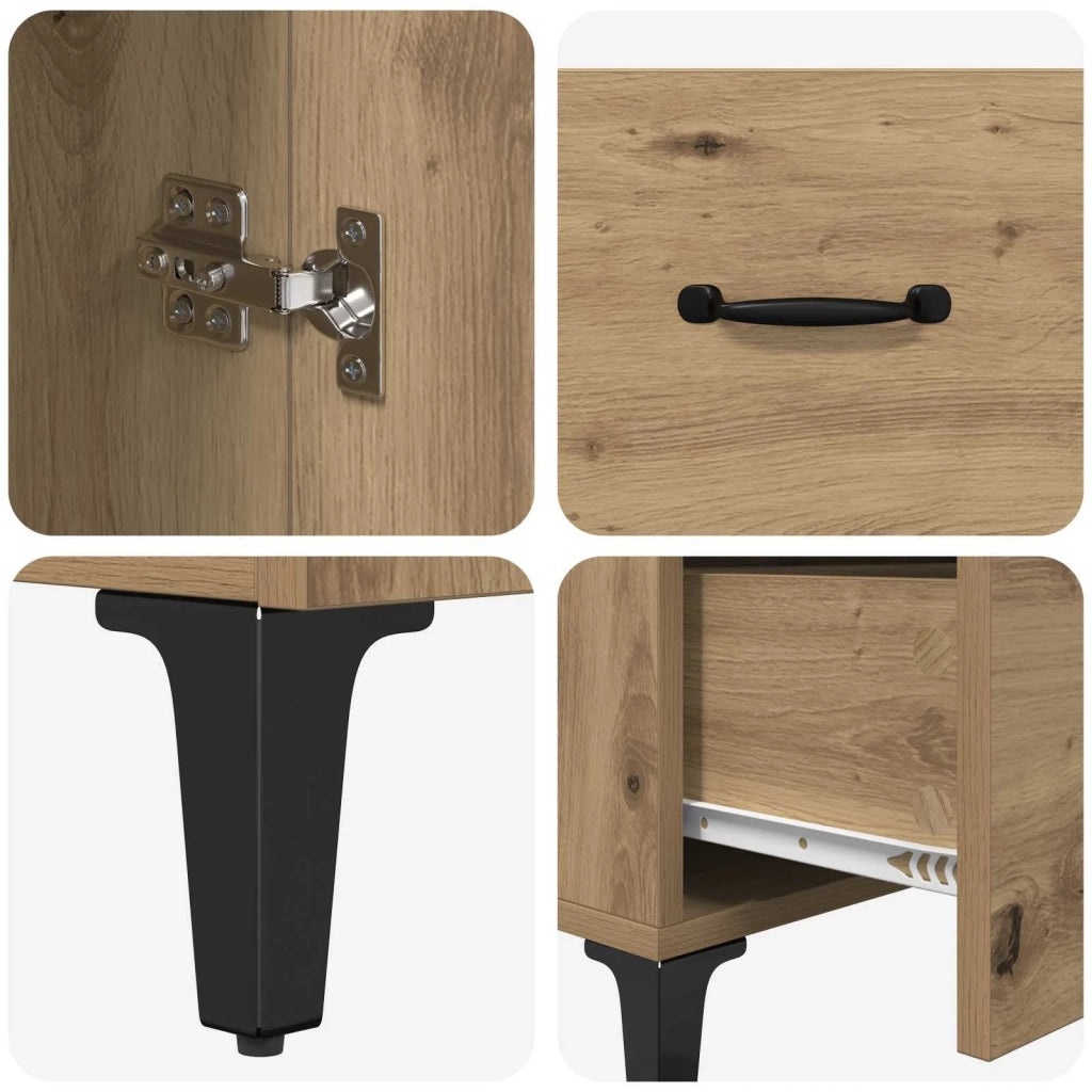 Credenza | Madia | Buffet da pranzo | Armadio da pranzo Rovere artigianale 69,5 x 34 x 90 cm Legno multistrato