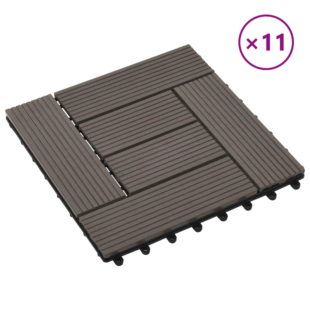 Piastrella per Decking 11 pz Marrone Scuro 30 x 30 cm WPC CFW4296243