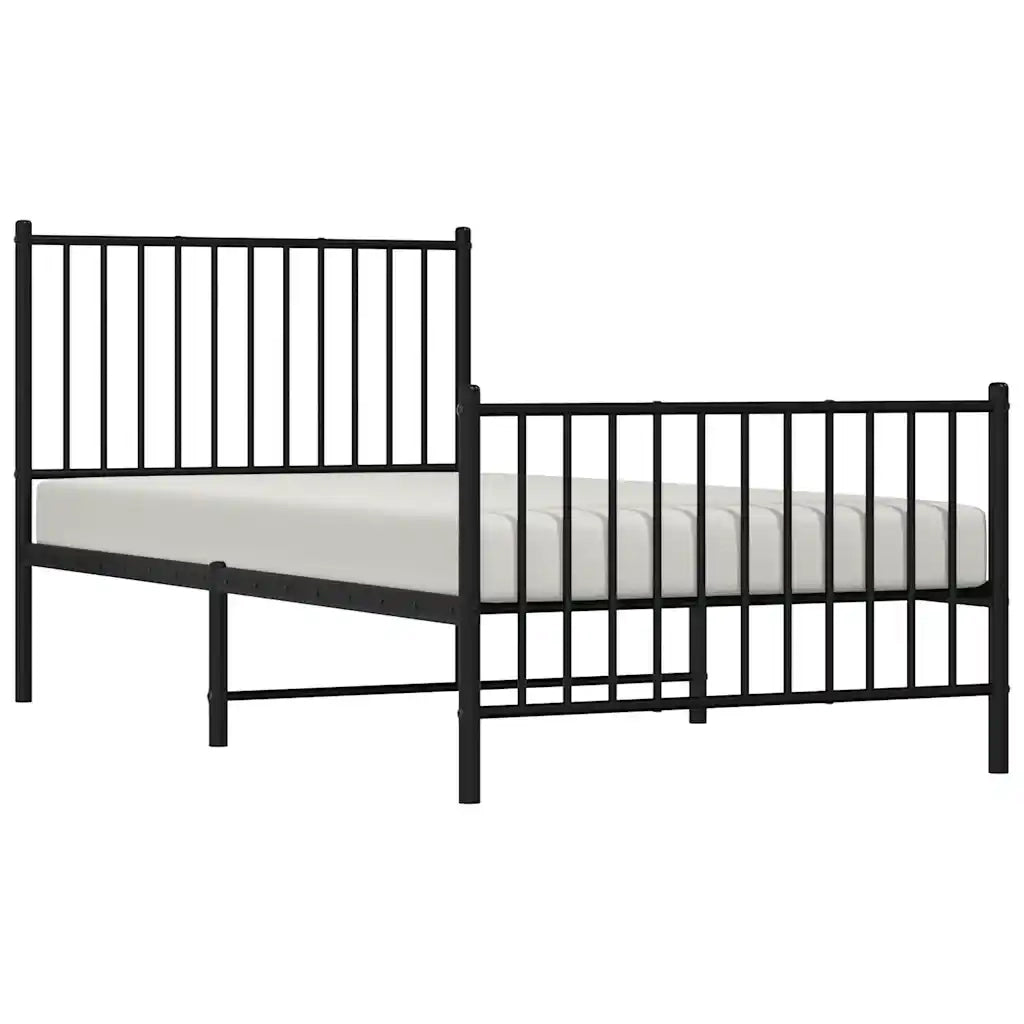 Giroletto con Testiera e Pediera Metallo Nero 90x190 cm 350874