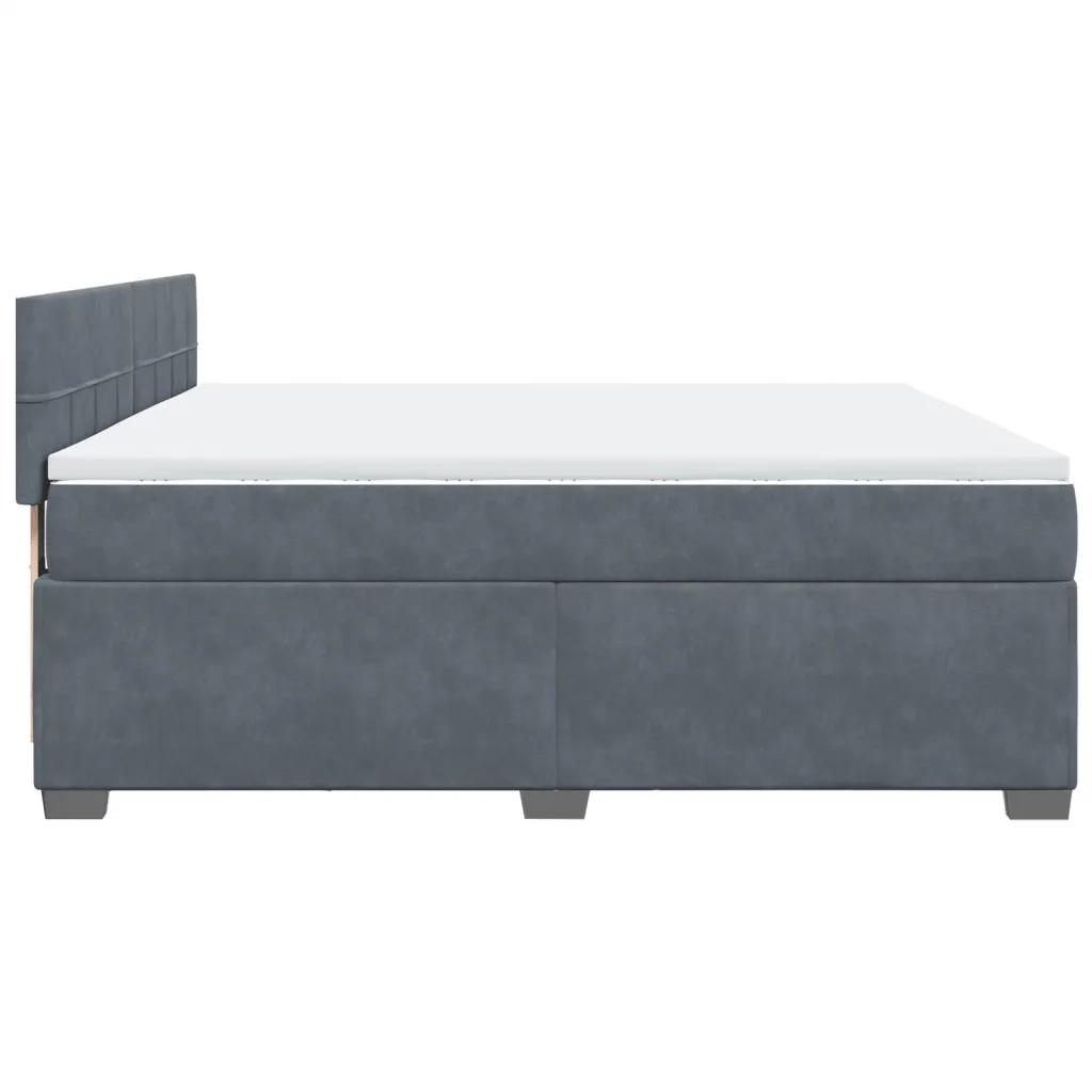Giroletto a Molle con Materasso Grigio Scuro 180x200 cm Velluto