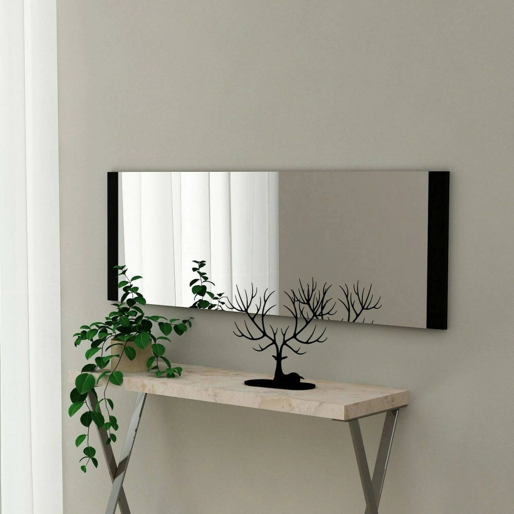 Specchio Fiammetta, Specchiera, Articolo d'arredo a muro, Decorazione con specchio, 40x2h120 cm, Nero