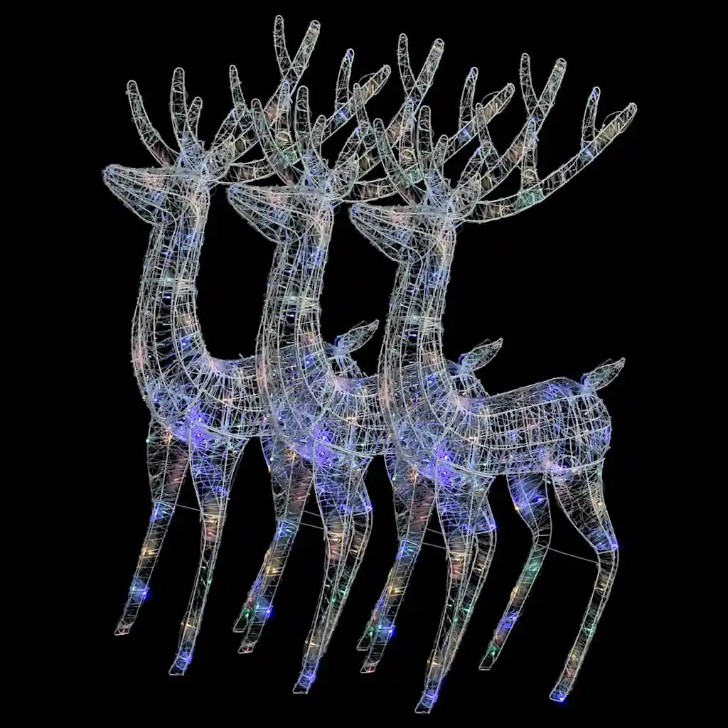 Renne di Natale XXL in Acrilico 250 LED 3 pz 180 cm Multicolore