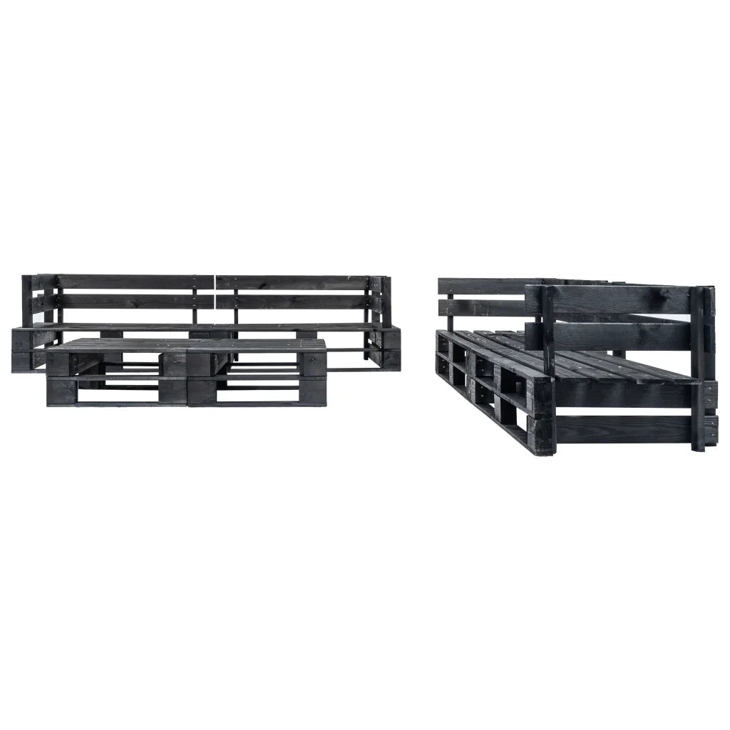 Set Divani da Giardino su Pallet 6 pz Nero in Legno 277436