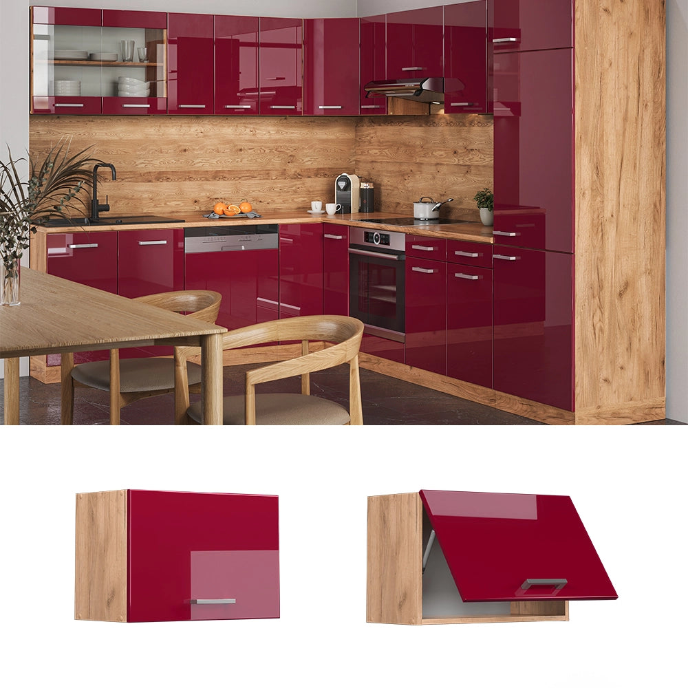 Vicco Pensile da cucina Rosso lucido 60 cm Piatto