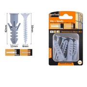 Trade Shop - Set 4pz Viti Vite Croce 6x50 Mm + Tasselli Con Alette Tassello M12 Fischer 57573 -