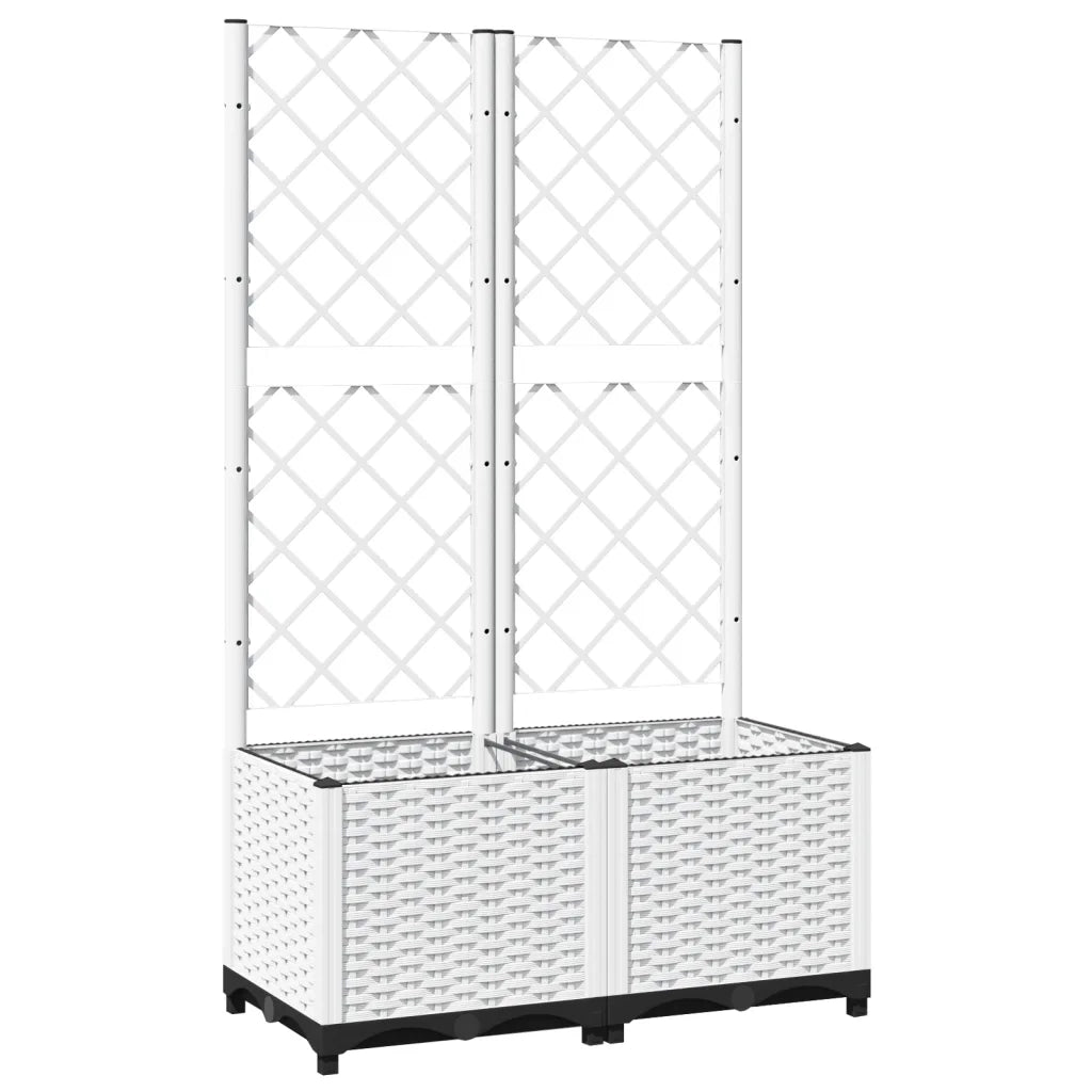 Fioriera | Cassetta per fiori | Vaso da Giardino con Graticcio Bianco 80x40x136 cm PP