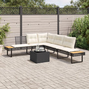 Set Divani da Giardino 2 pz | Set Salotto da Giardino con Cuscini Nero Polyrattan e Vetro