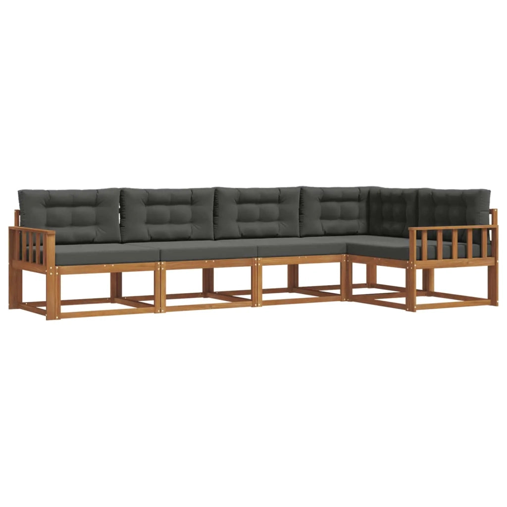 Set di divani da esterno con cuscino 5 pcs Naturale e Antracite