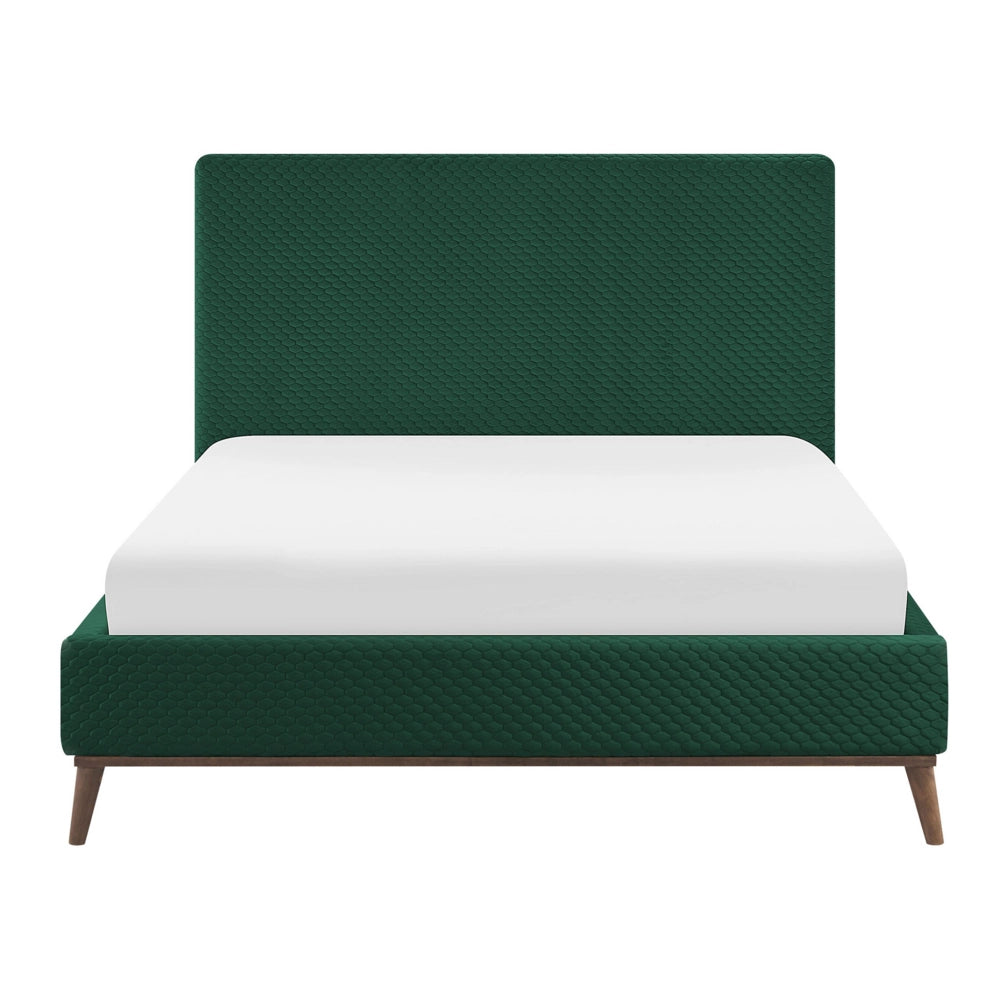Letto matrimoniale tessuto verde 140 cm 6 struttura imbottita a nido d'ape trapuntato