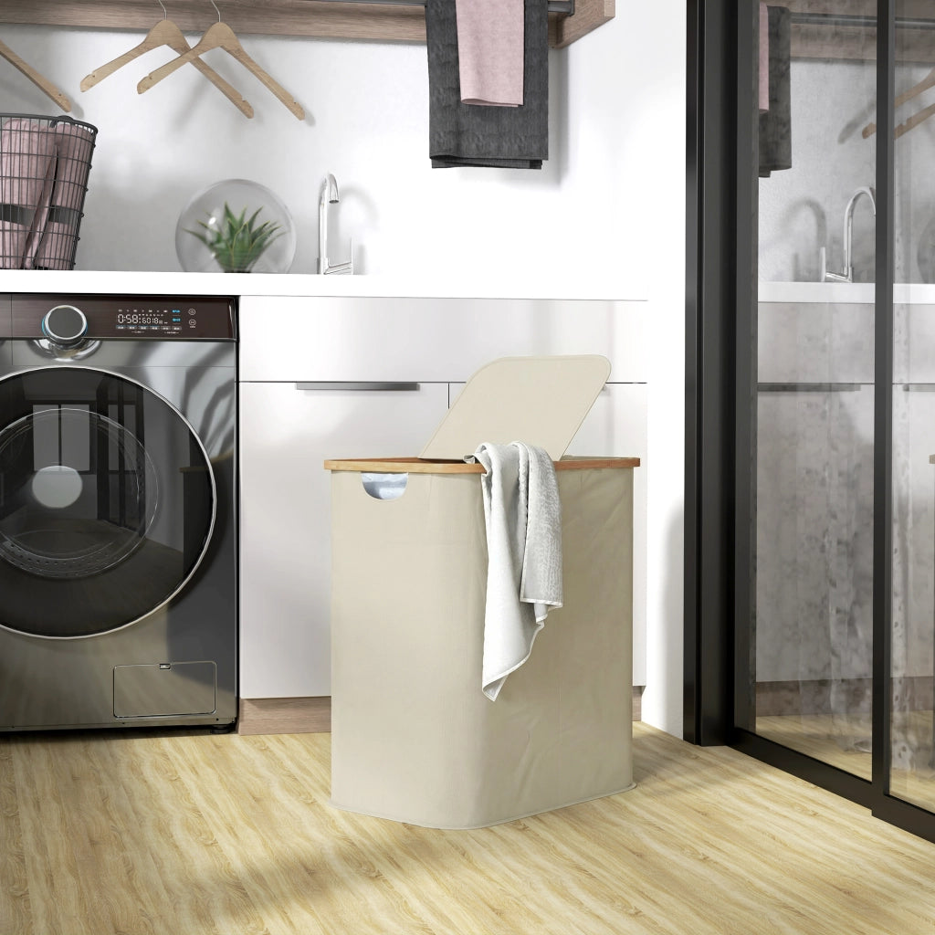 Cestino Pieghevole per Biancheria ¨C zephmum ¨C Beige, Plastica, 80 Litri