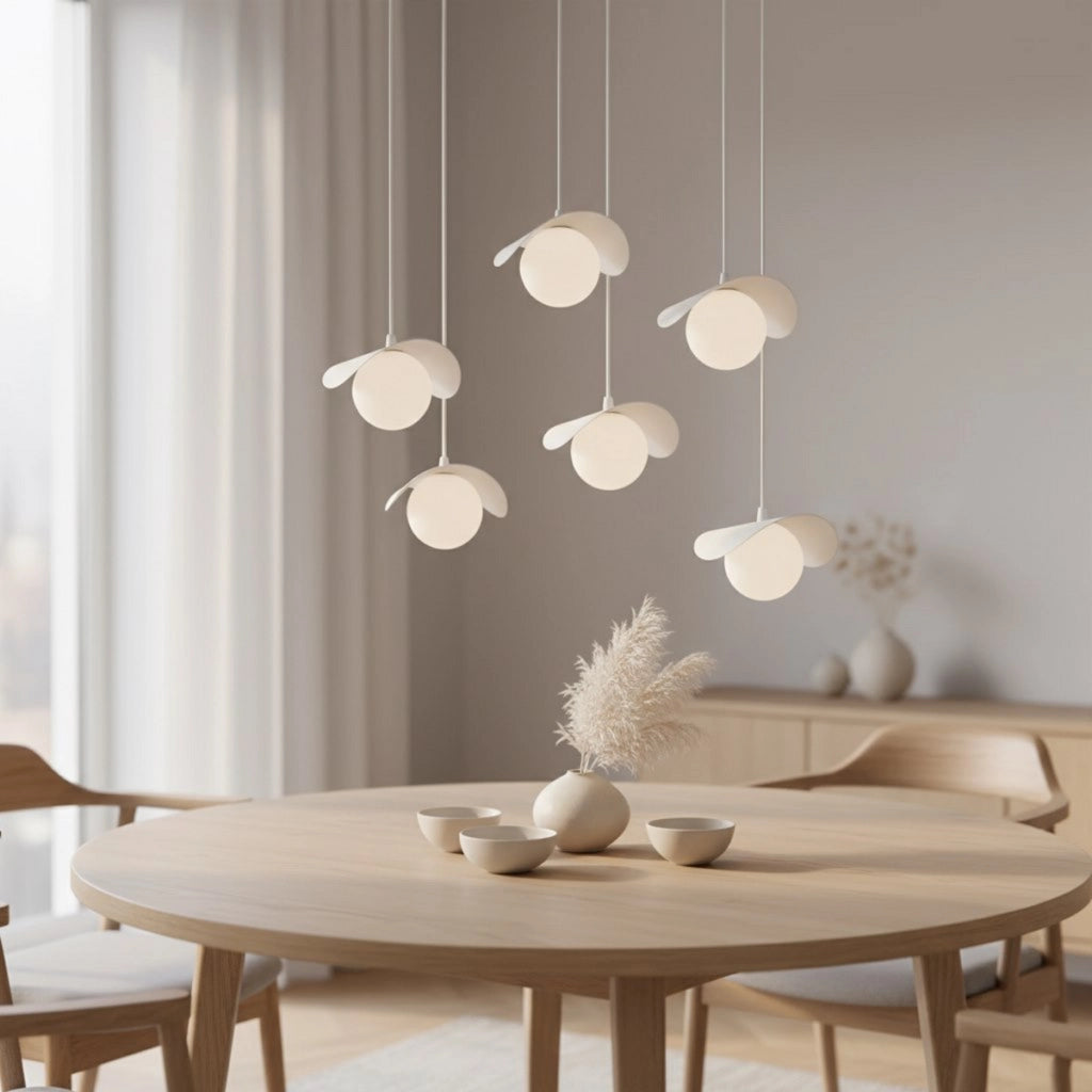Lampada a sospensione Ritual 6 in acciaio bianco opaco