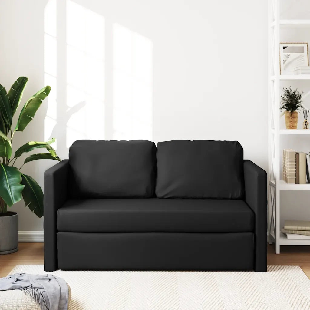 Divano letto | Sof¨¤ letto | Letto singolo da Terra 2 in 1 Nero 112x174x55 cm Similpelle