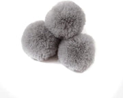 Pomponi per DIY - 6 cm - Finta pelliccia - Accessori per capelli - Lacci elastici - Set di 10 pezzi - Grigio