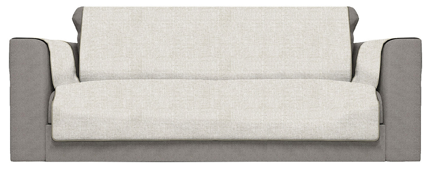 Copridivano con Copri Braccioli Seduta 60 cm in Poliestere Beige