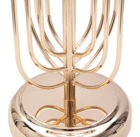 Lampada da Tavolo Krista Ø28x55 cm in Ferro PVC e Tessuto Oro e Rosa