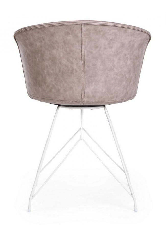 Set 2 Sedie 56x54x76 cm in Similpelle Bianco e Beige