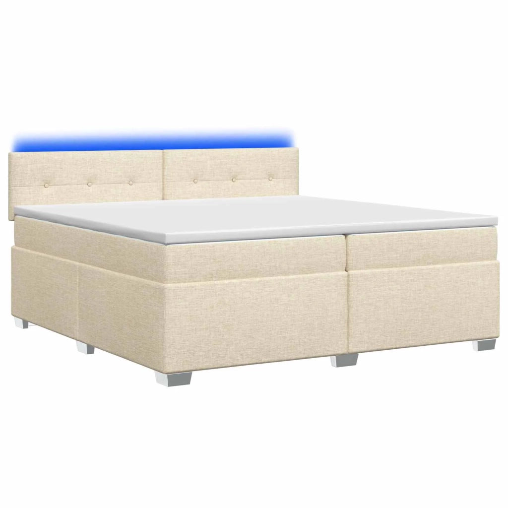 Letto con Box Spring, Materasso e LED Crema 200 x 200 cm 3452027
