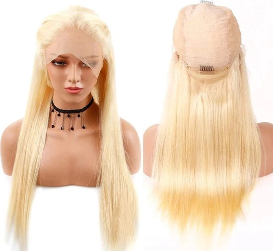 Pruik per Capelli Remy 613 Honing Blonde 30-32 Pollici Reclinata 13x4 Lace Front Capelli Umani 180% Colorati