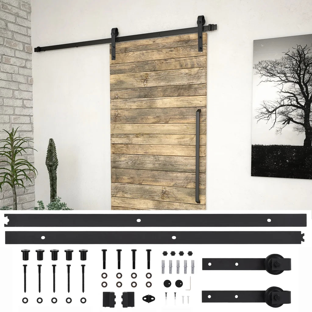 Kit di Binari per Porte Scorrevoli SKIEN 200 cm Acciaio Nero 145265