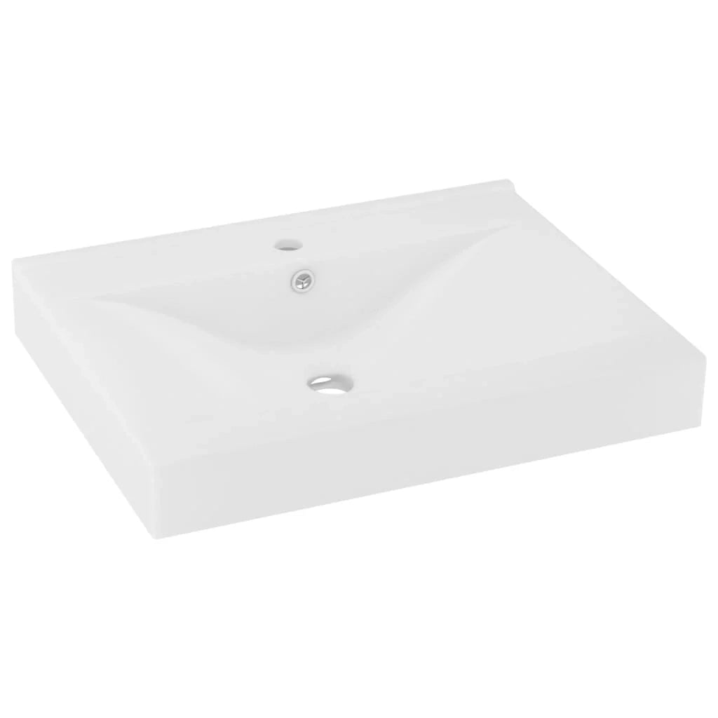 Lavabo da bagno con foro per rubinetto 60x46 cm ceramica bianco opaco 02_0002762