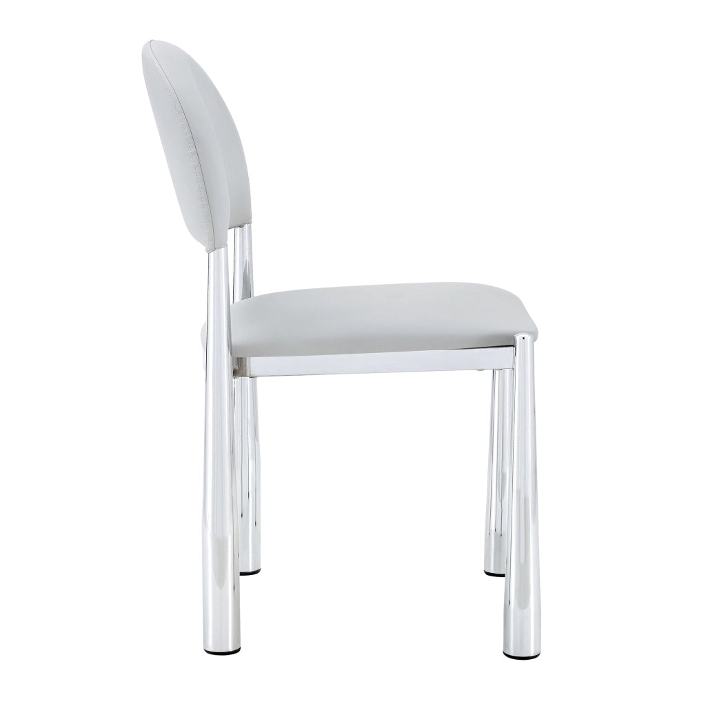 Set di 2 sedie da pranzo moderne in PU grigio chiaro con gambe in metallo, 80 cm