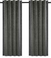 Set di 2 Tende di Oscuramento - con Cinturino Pieghevole e Isolante - Maniglione per Tenda, Tenda - 140x270 cm - Velluto - Grigio