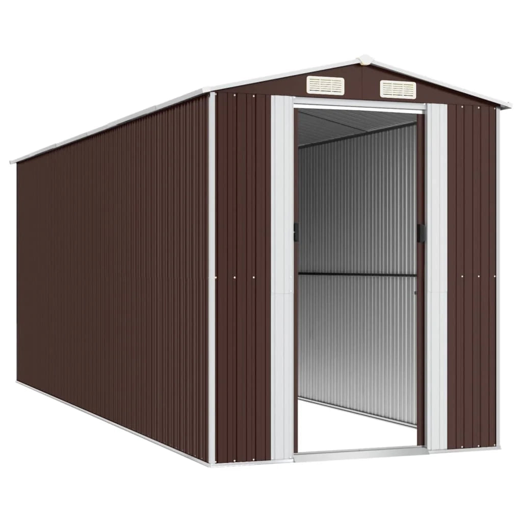 Casetta da giardino cabina ripostiglio capanno da esterno capanno per attrezzi robusta scura 192 x 523 x 223 cm acciaio zincato marrone 02_0022321